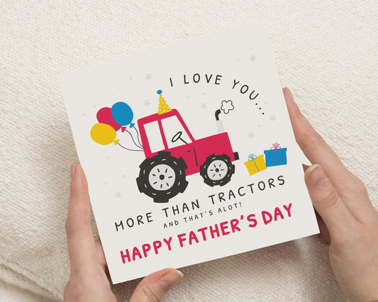 Fathers Day Card from Son, Tractor Fathers Day Card, Cute Fathers Day Card, Fathers Day Card for Dad, Card from Kids