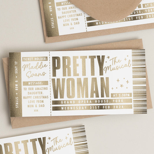 You&#39;re Going To See Pretty Woman, Theatre Ticket, Personalised Musical Ticket, Surprise Broadway Ticket, Scratch To Reveal, Memorabilia