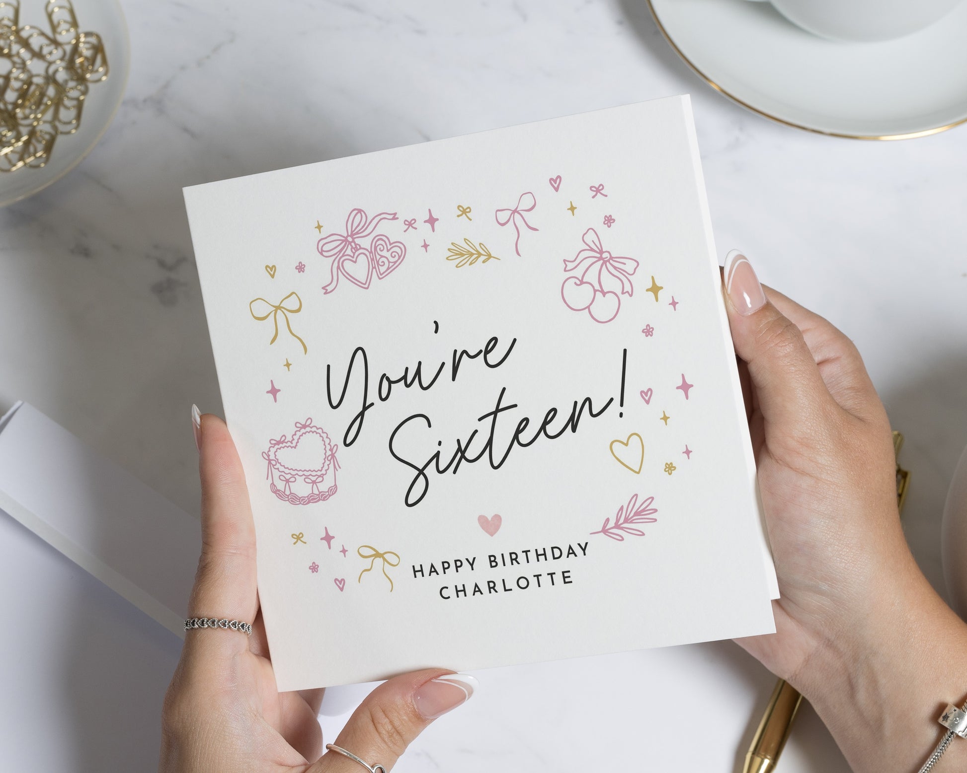16th Birthday Card for Girl, Personalised Sixteenth Birthday Card, Birthday Card for Daughter, Cute Birthday Card for Her
