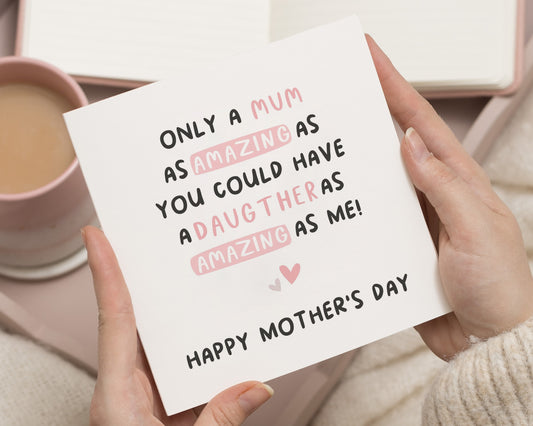 Mother's Day Card for Mum, Daughter Mother's Day Card, Card for Her, Cute Mother's Day Card, Personalised Mum Card, From Daughter