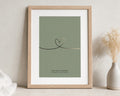 Personalised Gold Foil Couple Print, Sage Green Wall Art, Wedding Gift, Anniversary Gift, Minimalist Heart Portrait Print