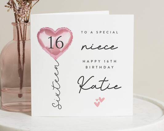 16th Birthday Card for Niece, Personalised Birthday Card for Niece, Sixteen Birthday Card, Special Niece Birthday Card