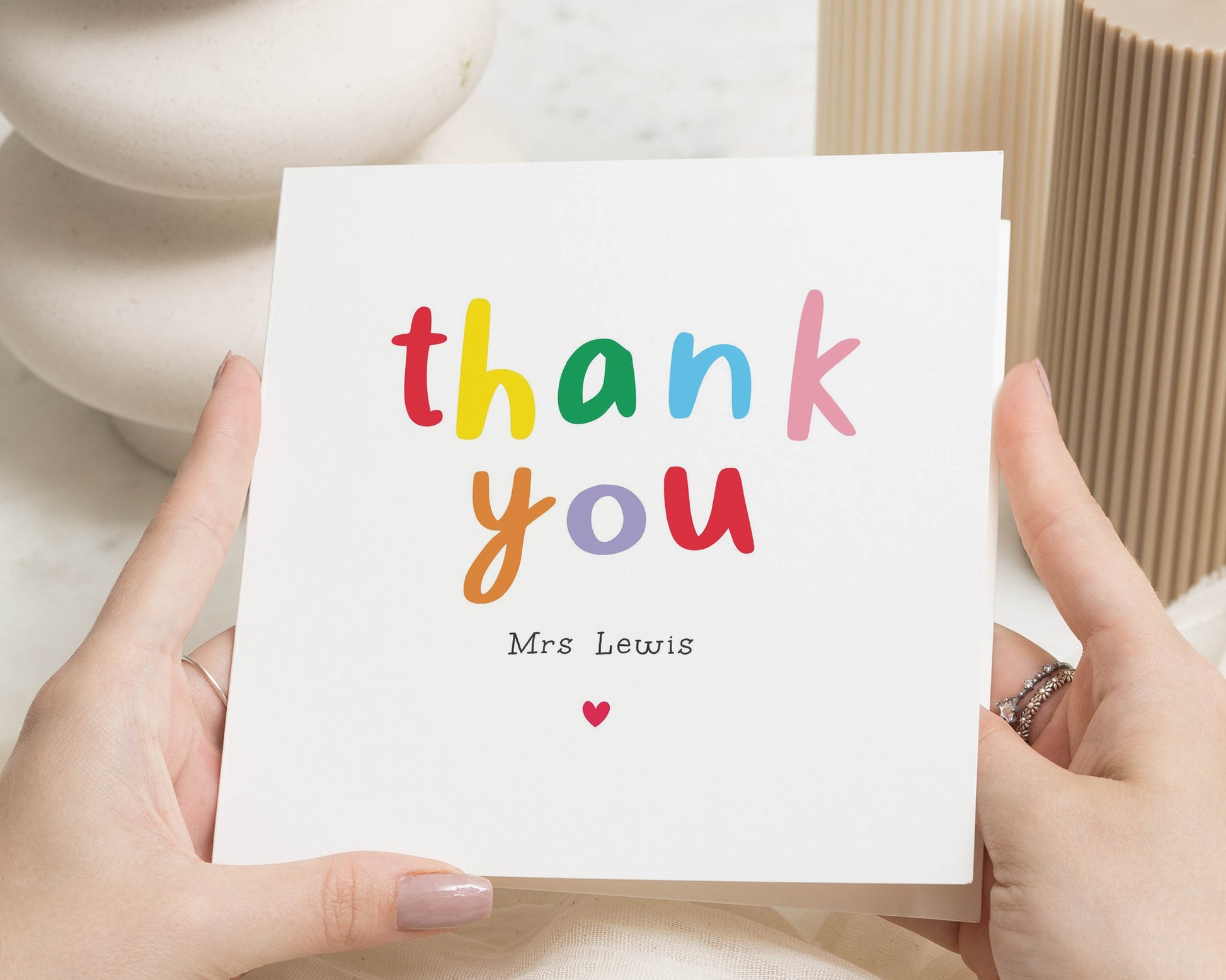 Thank You Card, Personalised Thank You Card, Teacher Thank You Card, Thank You Card for Her, Colourful Thank You Card