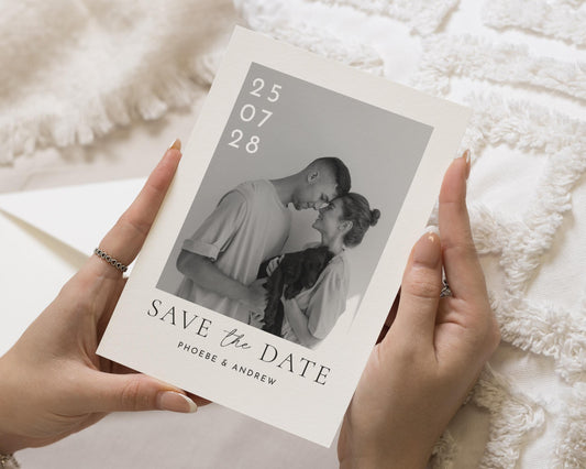 Personalised Save the Date Card, Photo Save the Date Card, Black and White Save the Date, Minimal Wedding Save the Date Card, Custom Card