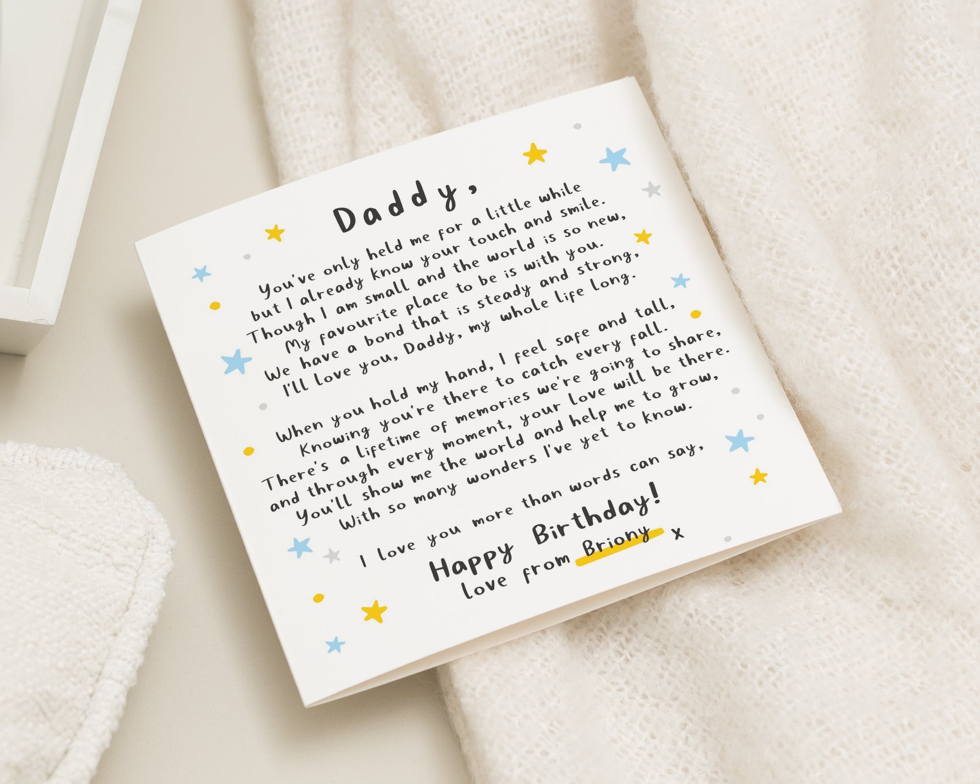 Daddy Birthday Card from Baby, Dad Birthday Card, Birthday Card for Dad, Personalised Daddy Card, Poem Birthday Card from Child
