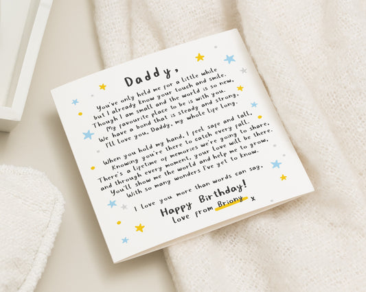 Daddy Birthday Card from Baby, Dad Birthday Card, Birthday Card for Dad, Personalised Daddy Card, Poem Birthday Card from Child