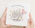4th Birthday Card for Girl, Personalised Princess Castle Card, Birthday Card for Daughter, 4th Birthday Card for Granddaughter