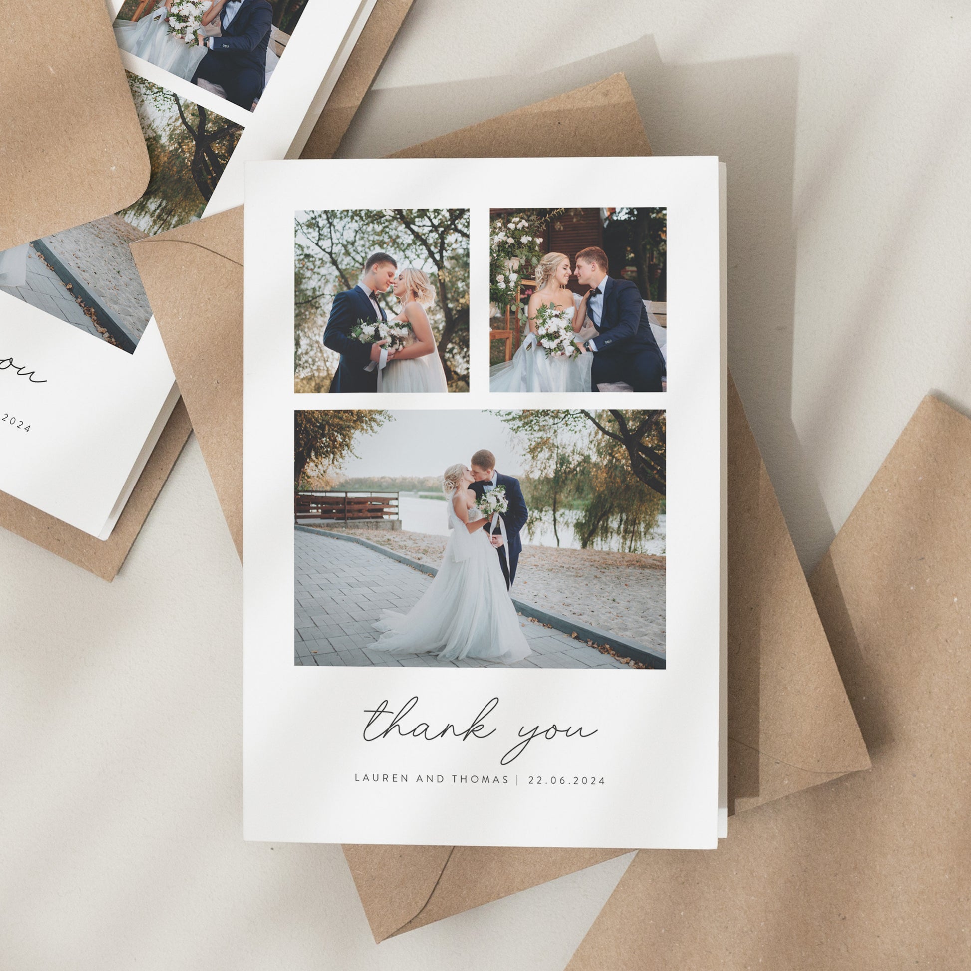 Wedding Folded Thank You Cards, Post Card Thank You Cards, Folded Wedding Thank You, Thank You Wedding Card, Simple Wedding Card With Photo