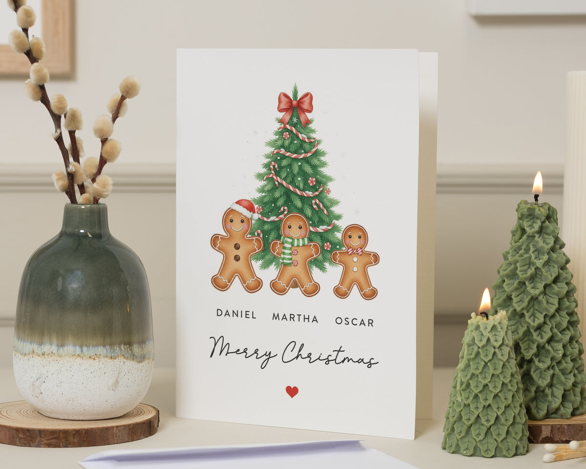 Personalised Christmas Card, Family Christmas Card, Gingerbread Christmas Card, Christmas Card for Family, Custom Xmas Card, Kids Xmas Card