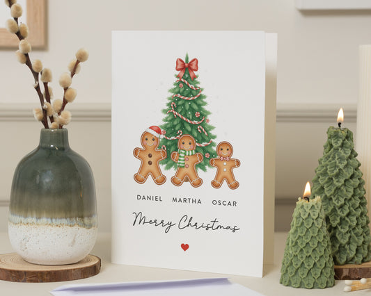 Personalised Christmas Card, Family Christmas Card, Gingerbread Christmas Card, Christmas Card for Family, Custom Xmas Card, Kids Xmas Card