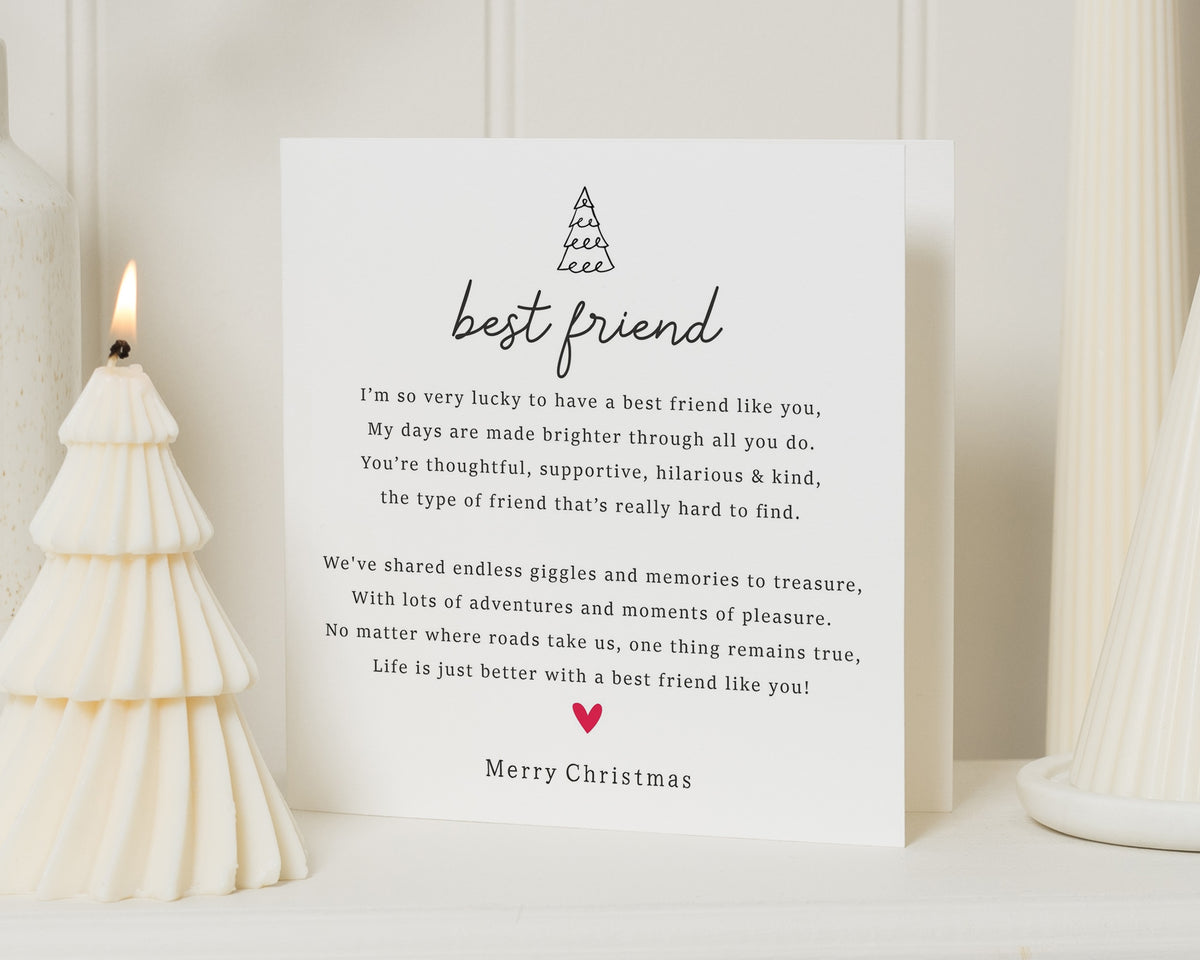 Best Friend Christmas Card, Christmas Card for Friend, Friend Christmas Card, Best Friend Xmas Card, Poem Christmas Card for Bestie