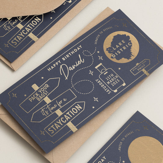 Holiday Reveal, Scratch Card Surprise, Personalised Travel Ticket Gift, Staycation Night Away Ticket, Voucher, Holiday Scratch Reveal Gift