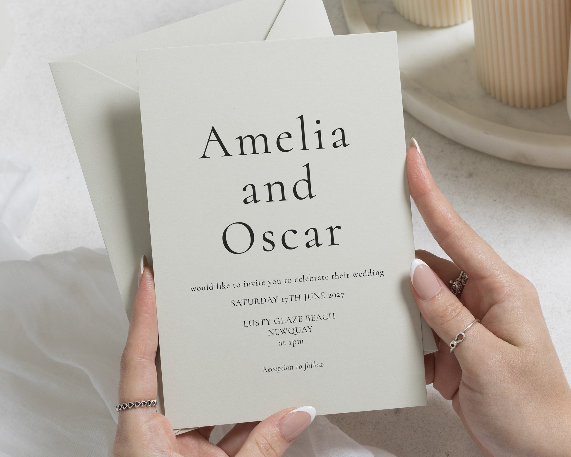 Minimalist Typography Wedding Invitations, Willow Wedding Invites, Grey Green Wedding Stationery, Personalised Invitation Suite