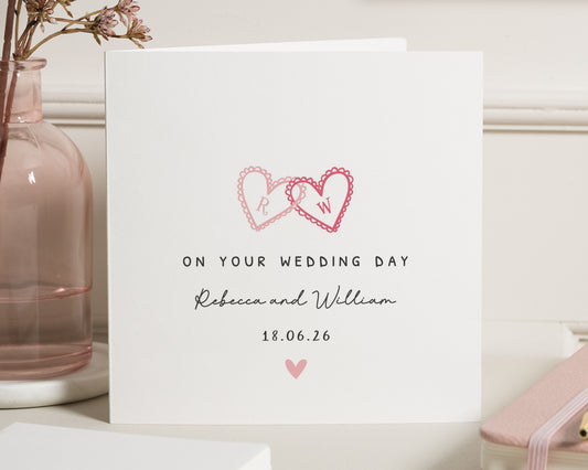 Personalised Wedding Card, Wedding Day Card, On Your Wedding Day Card, Custom Names Wedding Card, Square Wedding Card, Romantic Card
