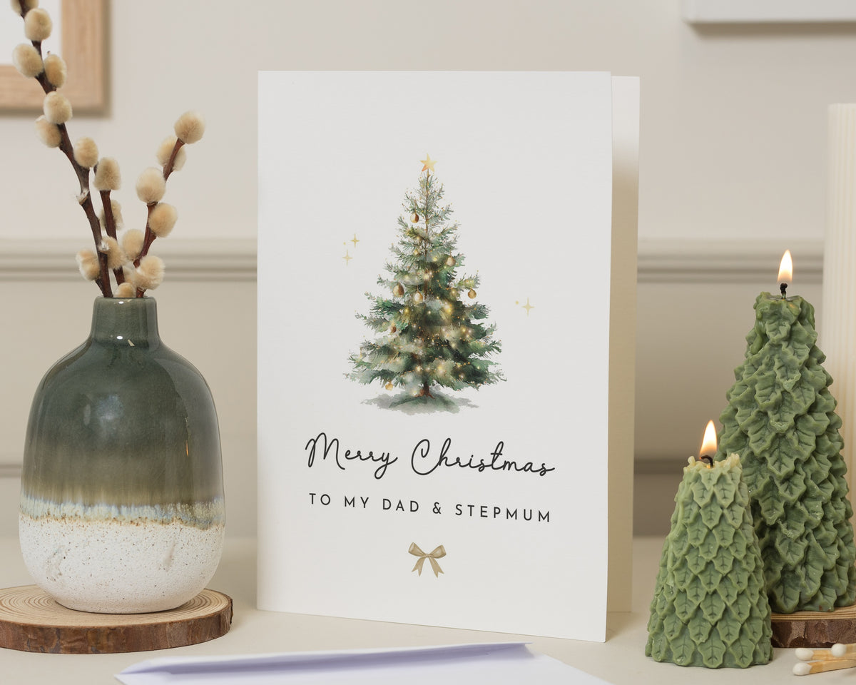 Christmas Card for Dad and Stepmum, Dad Christmas Card, Step Mum Christmas Card, Personalised Christmas Card, Family Xmas Card