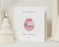 Christmas Card for Niece, Niece Christmas Card, Christmas Cards for Her, Merry Christmas Card, Cute Pink Bauble Xmas Card
