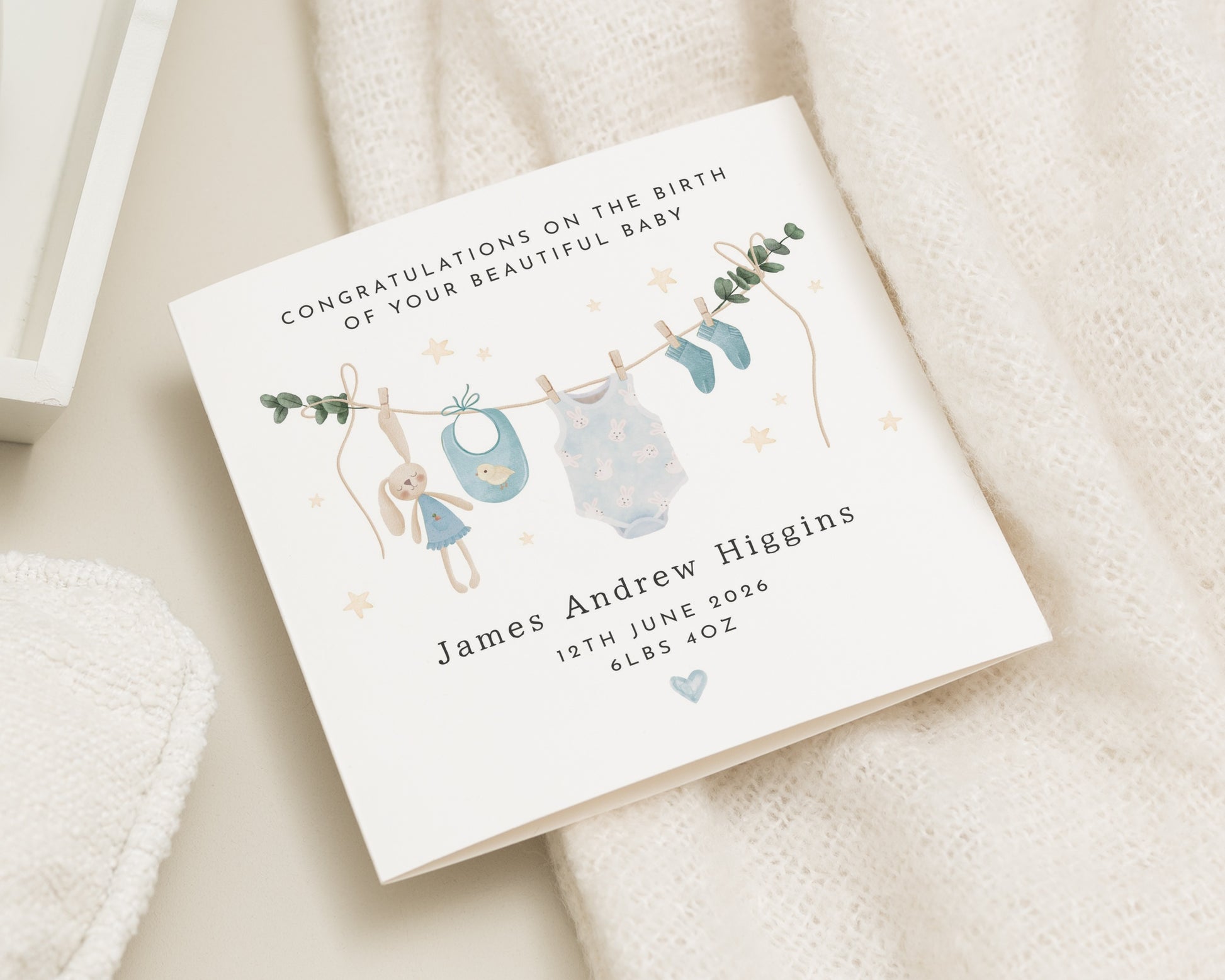 New Baby Card, Personalised Baby Card, Baby Girl or Boy Card, Baby Congratulations Card, Custom Birth Card, Newborn Card, Baby Shower Card