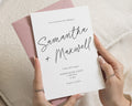 Minimalist Wedding Invitations, Blush Pink Envelope, Modern Calligraphy Wedding Invite, Simple Elegant Invitation Suite
