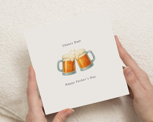 Fathers Day Card for Dad, Cheers Dad Fathers Day Card, Beer Mug Card, Fathers Day Card from Son, Fathers Day Card from Daughter