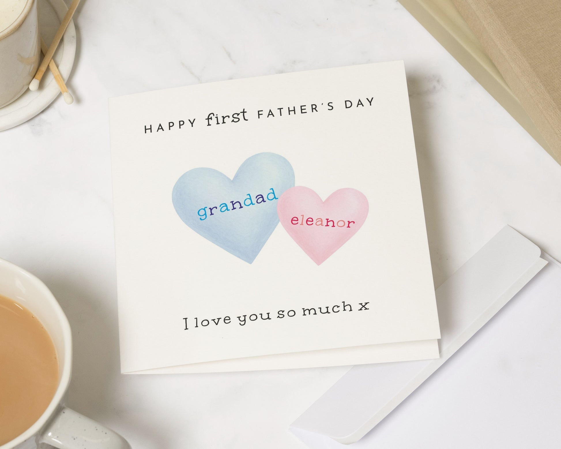 First Fathers Day Card, Personalised Fathers Day Card from Baby, Custom Heart Card for Grandad, I Love You So Much Card for Him