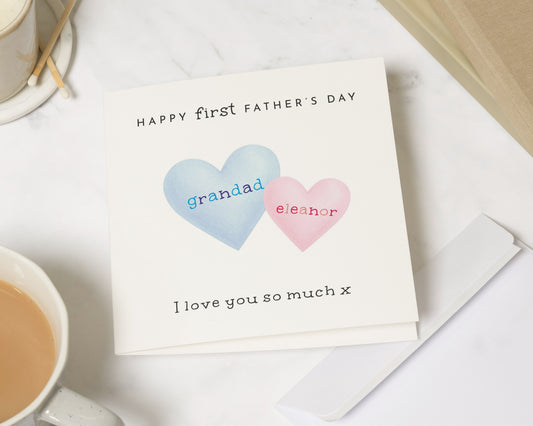 First Fathers Day Card, Personalised Fathers Day Card from Baby, Custom Heart Card for Grandad, I Love You So Much Card for Him