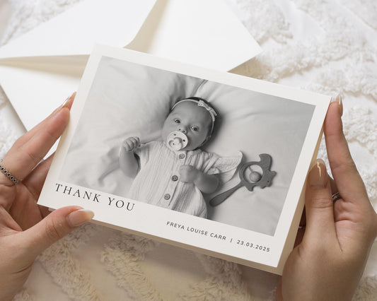 Cute Baby Photo Thank You Cards, New Baby Folded Thankyou Cards, Baby Personalised Thank You Card, New Baby Boy Announcement Cards, Baptism