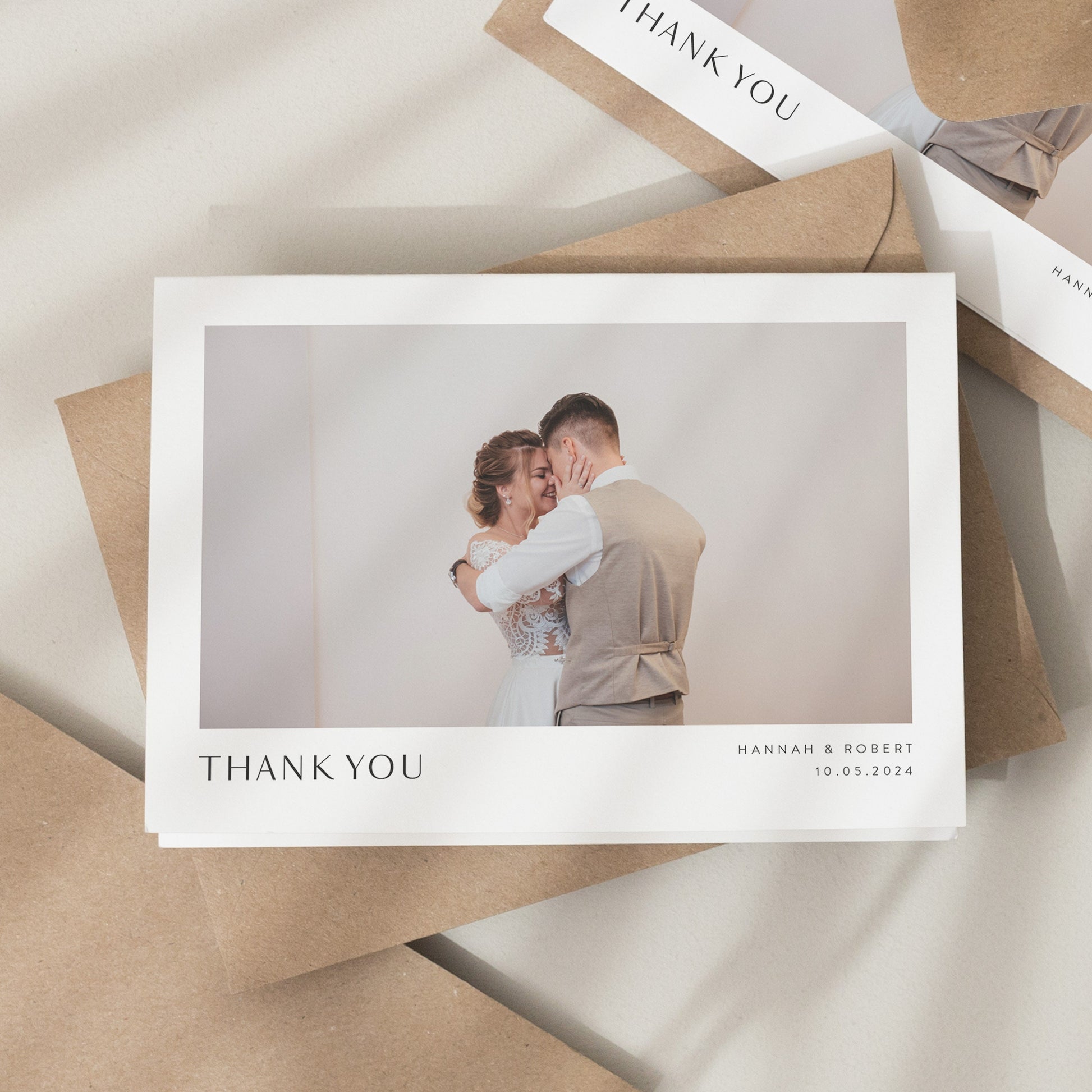 Folded Wedding Thank You Cards, Postcard Thank You Cards Wedding, Wedding Thank You, Thank You Wedding Card, Simple Wedding Card With Photo