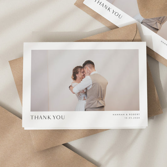 Folded Wedding Thank You Cards, Postcard Thank You Cards Wedding, Wedding Thank You, Thank You Wedding Card, Simple Wedding Card With Photo