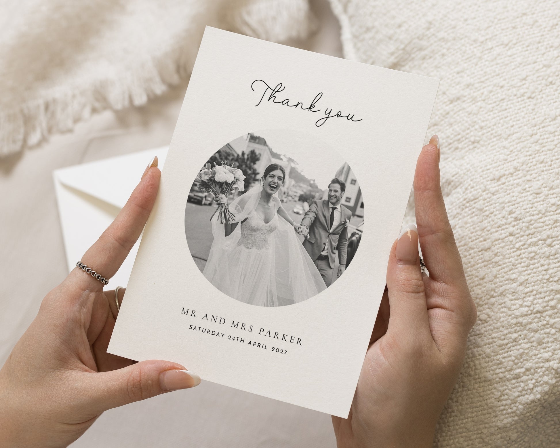 Personalised Wedding Thank You Cards, Photo Wedding Thank You Card, Minimal Thank You Cards, Folded Wedding Thank You Cards