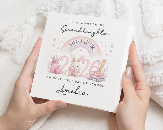 Granddaughter Good Luck Card, First Day of School Card, Personalised School Card, Back to School Card, Good Luck Card for Girl