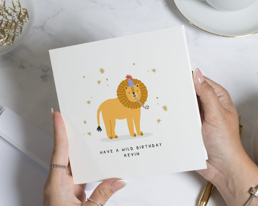 Birthday Card for Boy, Lion Birthday Card, Personalised Birthday Card, Birthday Card for Kids, Animal Birthday Card, Cute Birthday Card