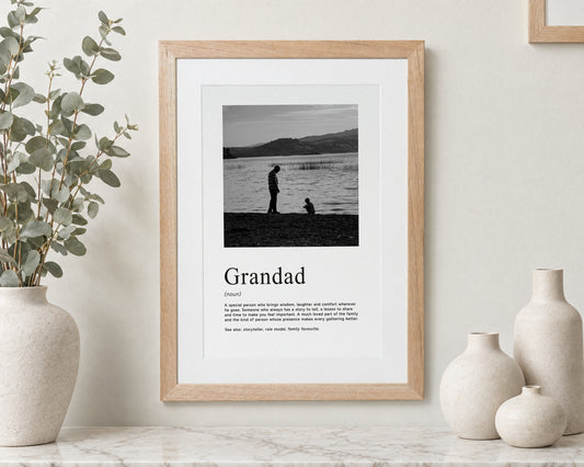 Personalised Grandad Photo Print, Custom Print From Your Photo, Gift for Grandad, Fathers Day Gift, Family Wall Art, Oak Framed Print