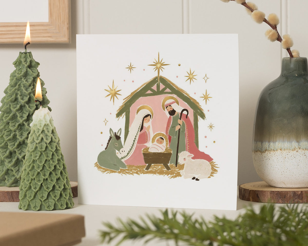 Christmas Card, Religious Christmas Card, Nativity Christmas Card, Christian Christmas Card, Illustrated Christmas Card, Cute Xmas Card