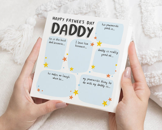 Fathers Day Card for Daddy, Personalised Fathers Day Card, Daddy Card from Kids, Cute Fathers Day Card, Daddy Gift