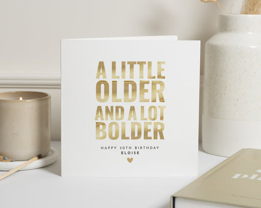 30th Birthday Card, Personalised Birthday Card, Birthday Card for Her, Printed Metallic Effect, Funny Simple Birthday Card, Custom Name Card
