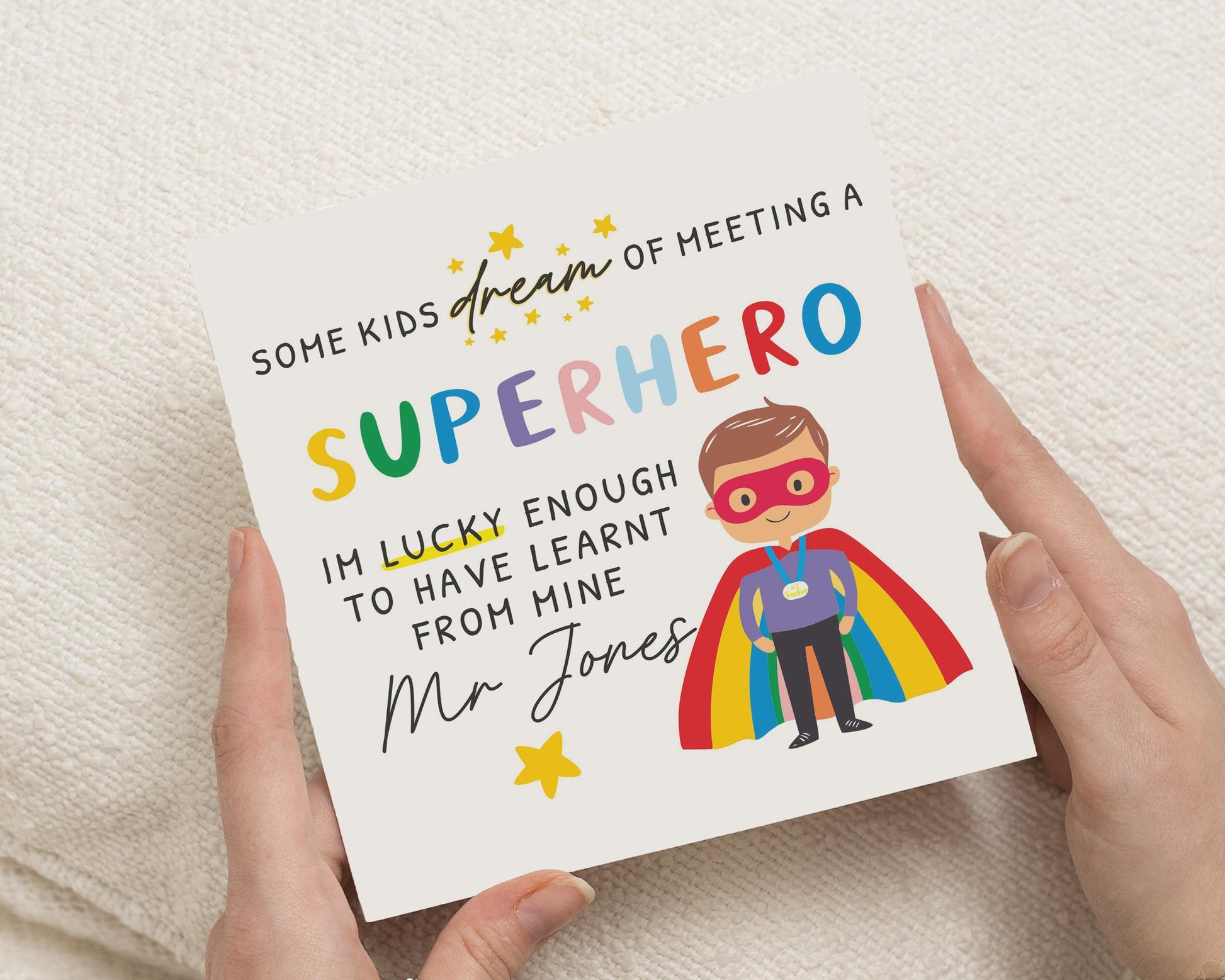 Superhero Teacher Card, Thank You Teacher Card, End Of Term Card, Personalised Teacher Card, Teacher Appreciation Card, Thank You Card