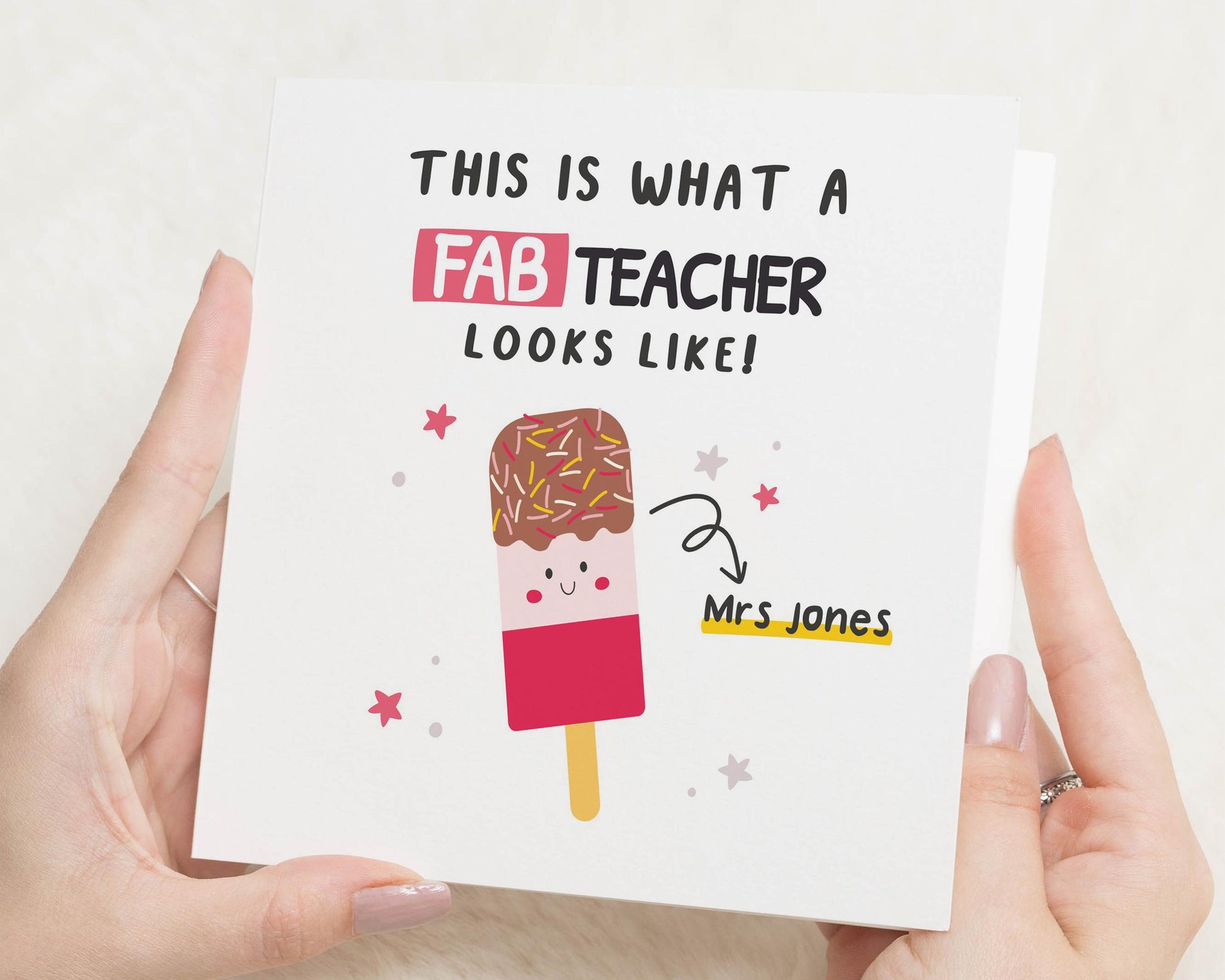 Teacher Thank You Card, Thank You Card for Teacher, Personalised Teacher Card, End of Term Card, Cute Ice Lolly Card