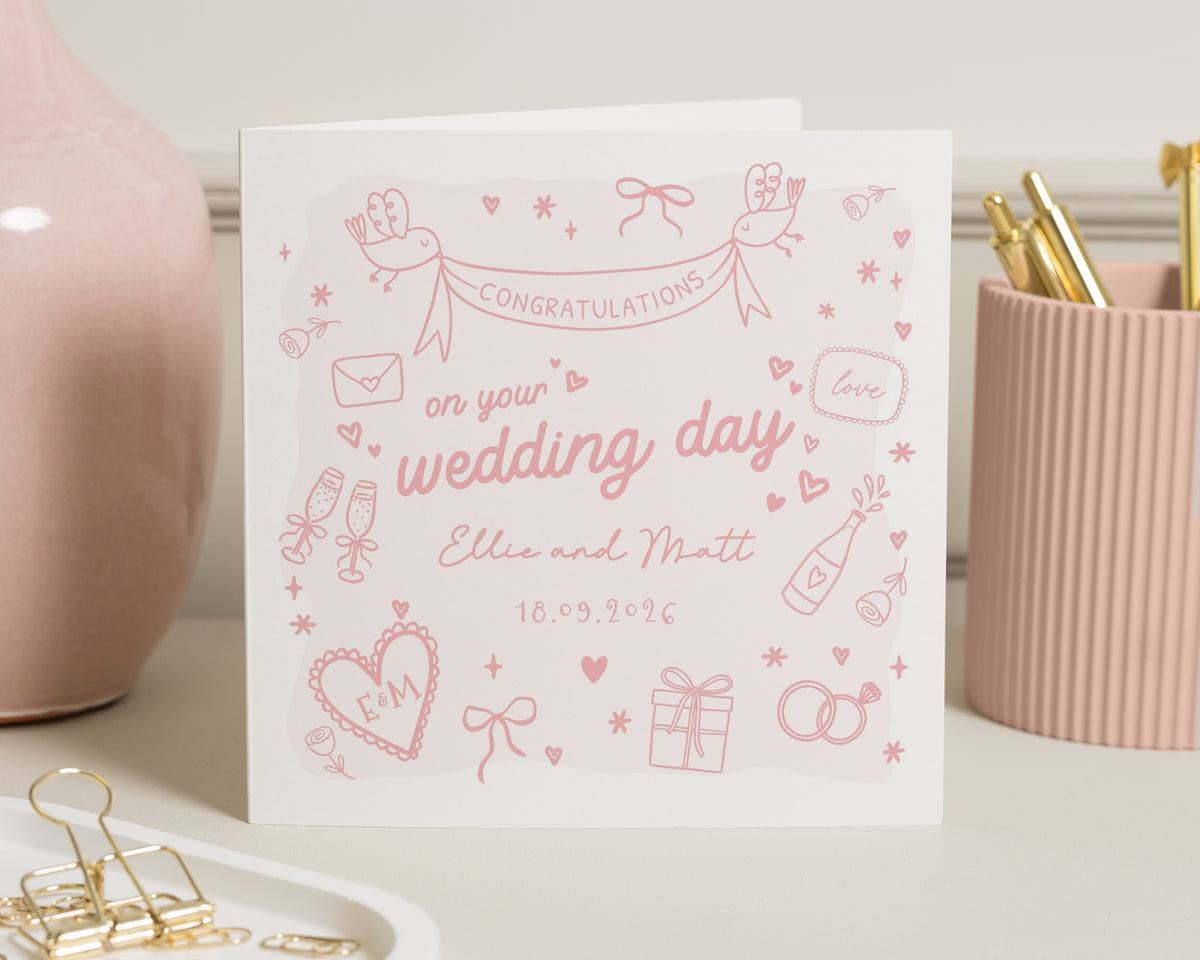 Wedding Card, Personalised Wedding Day Card, Congratulations Wedding Card, Custom Wedding Card, Romantic Wedding Card, Cute Newlywed Card