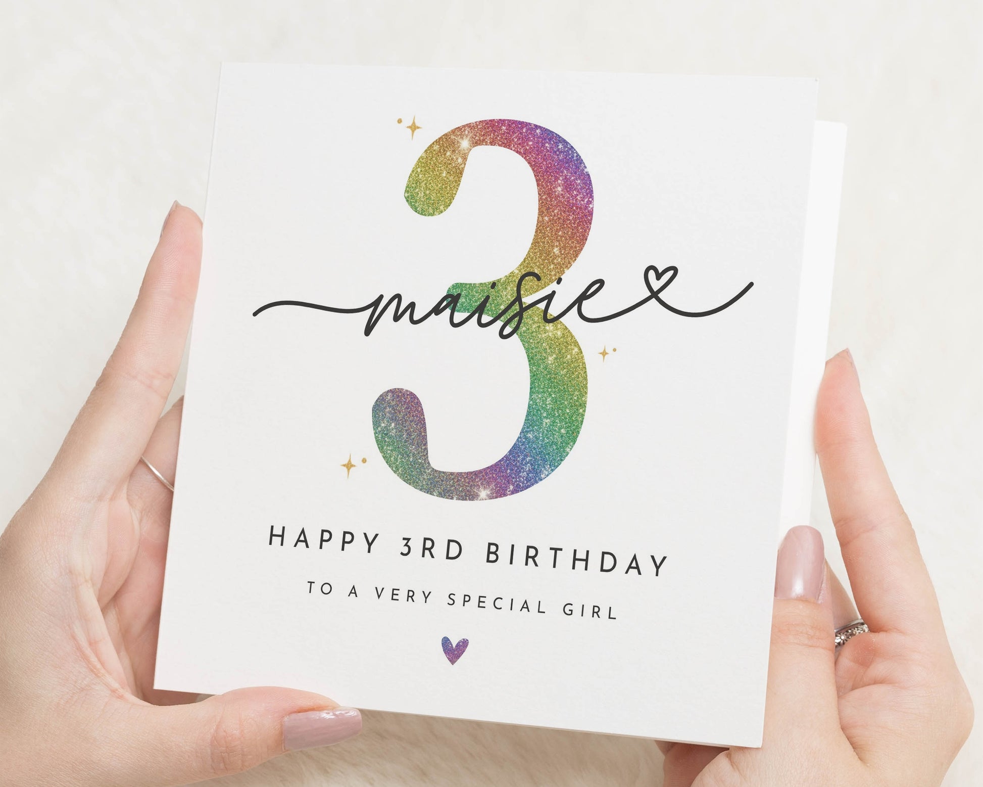 3rd Birthday Card for Girl, Personalised Birthday Card, Birthday Card for Daughter, Special Girl Birthday Card