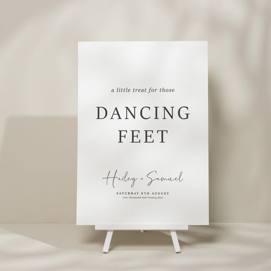 Simple Modern Wedding Flip Flops Sign, Dancing Feet Wedding Sign, Wedding Take A Pair Sign, Simple Wedding Signage &#39;Hailey&#39;