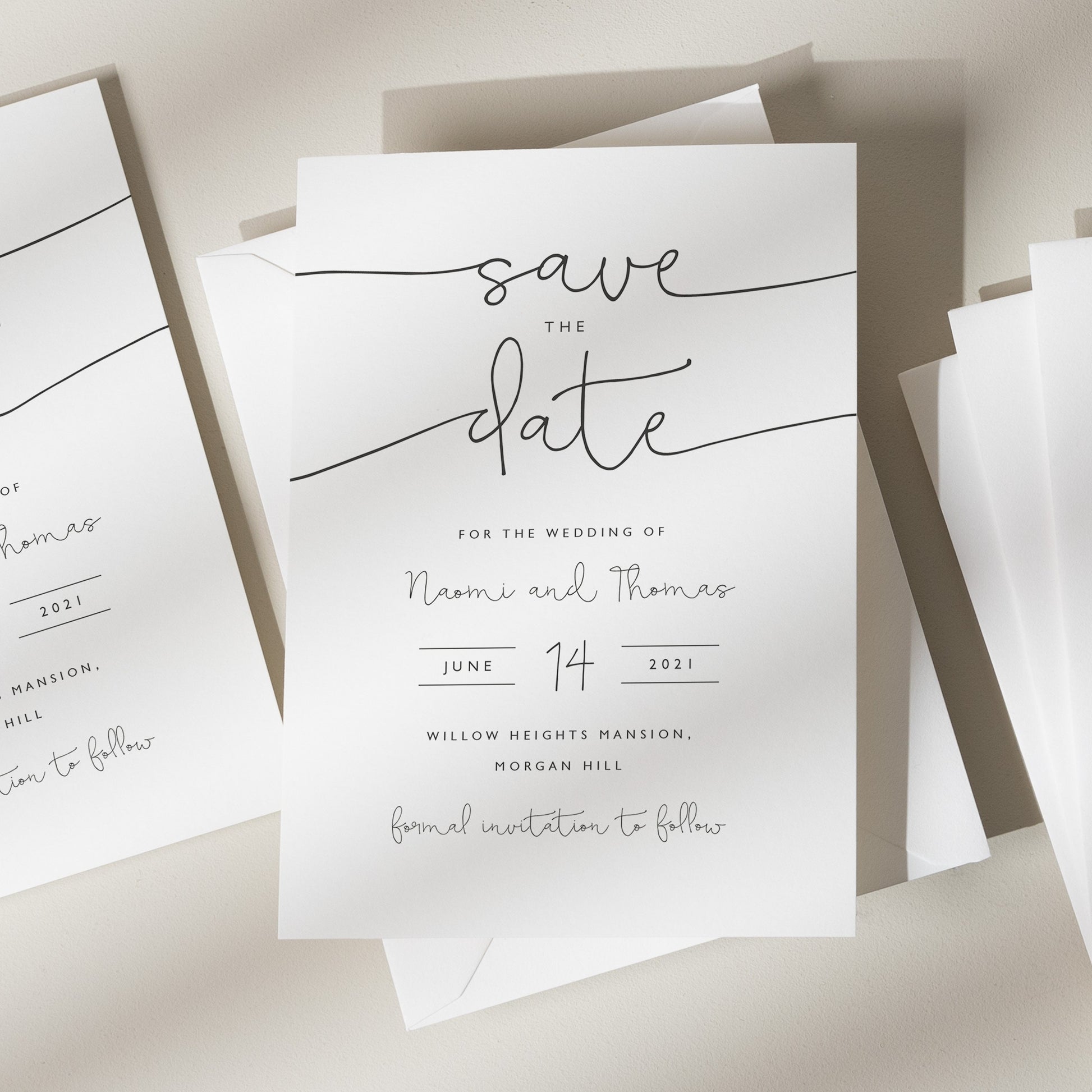 Modern Save the Date Cards, Script Wedding Save the Date Card, Elegant Typography Save the Dates Stylish &#39;Naomi&#39;