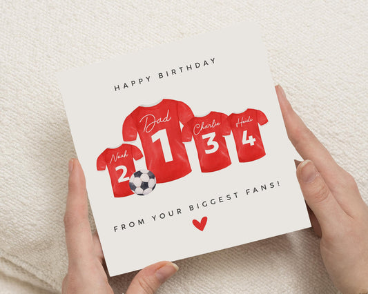 Birthday Card for Dad, Personalised Football Birthday Card, Birthday Card from Kids, Dad Birthday Card, Football Card for Him