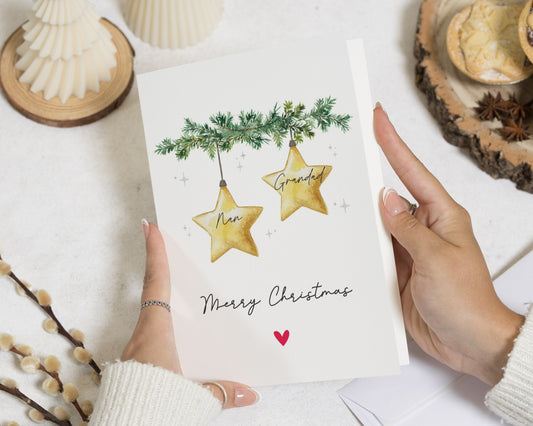 Personalised Christmas Card, Nan and Grandad Christmas Card, Christmas Card for Grandparents, Xmas Card, Family Christmas Card, Star Card