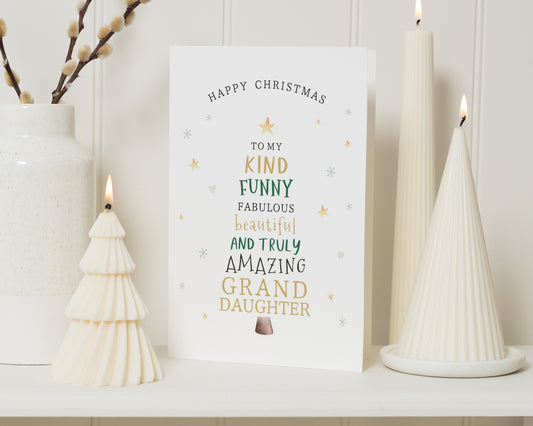 Granddaughter Christmas Card, Christmas Card for Granddaughter, Grand Daughter Christmas Cards, Cute Christmas Card for Her
