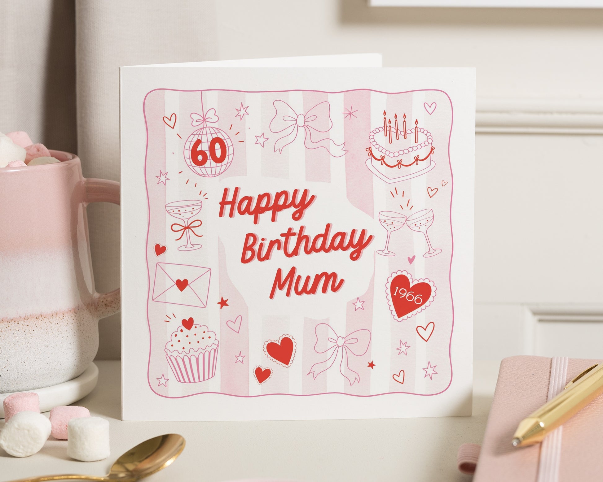 60th Birthday Card for Mum, Mum 60th Birthday Card, Sixty Birthday Card for Her, Cute Birthday Card for Mum, Personalised 60th Card