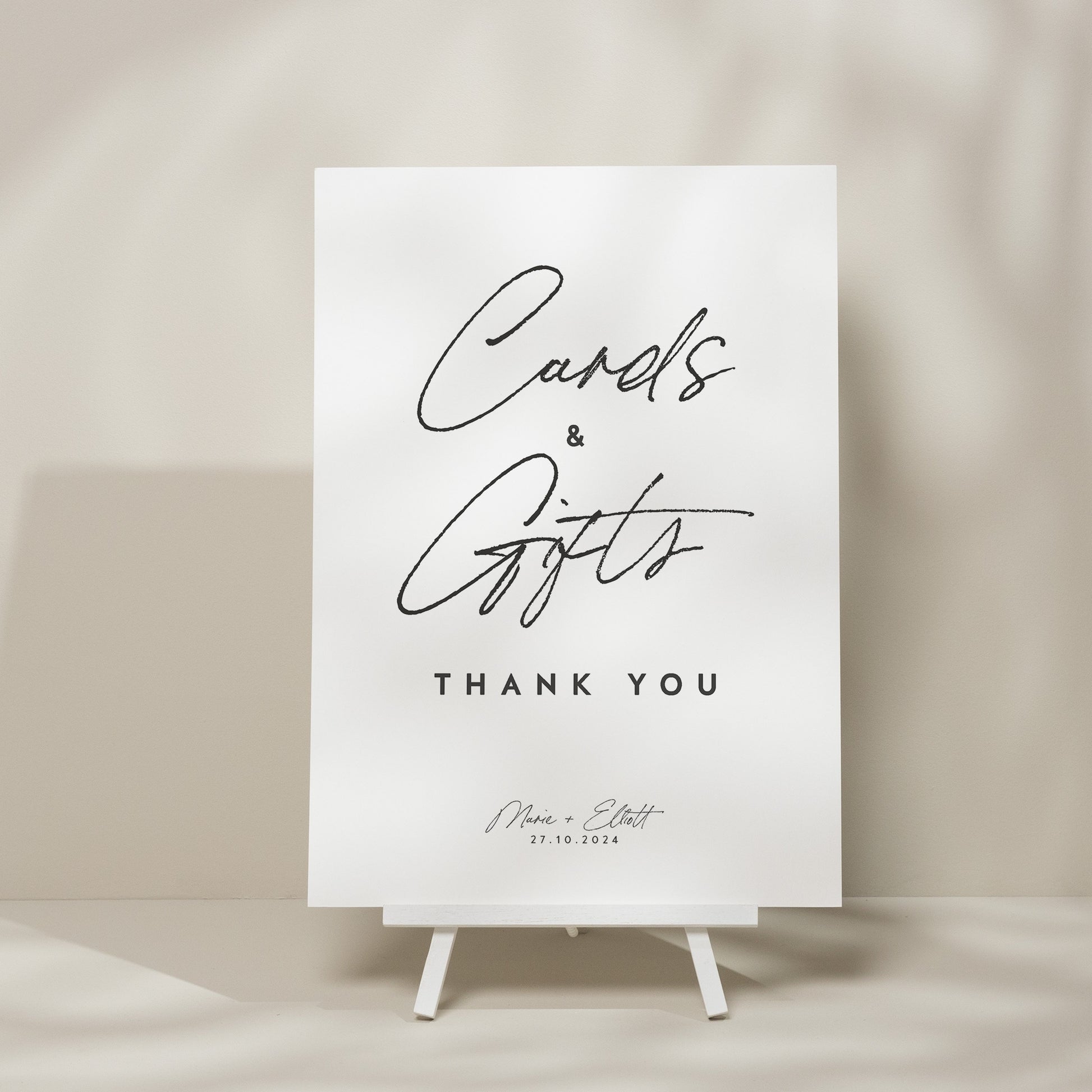 Simple Calligraphy Wedding Cards And Gifts Sign, Modern Wedding Table Sign, Minimalistic Wedding Sign, Elegant Wedding Card Sign &#39;Marie&#39;