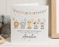 1st Birthday Card for Niece, First Birthday Card, Personalised Birthday Card for Girl, Safari Birthday Card, Jungle Animal Birthday Card
