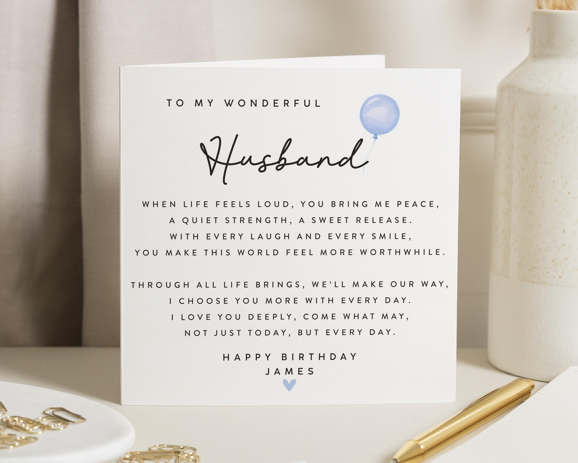 Birthday Card for Husband, Husband Birthday Card, Birthday Card for Him, Personalised Husband Card, Romantic Birthday Card