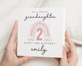 2nd Birthday Card for Granddaughter, Personalised Birthday Card, Rainbow Card for Girl, Cute Birthday Card