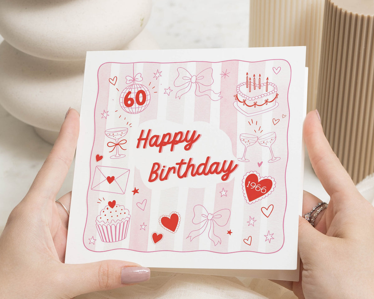 60th Birthday Card, 60th Birthday Card for Her, Birthday Card for Mum, Birthday Card for Friend, 1966 Birthday Card for Women